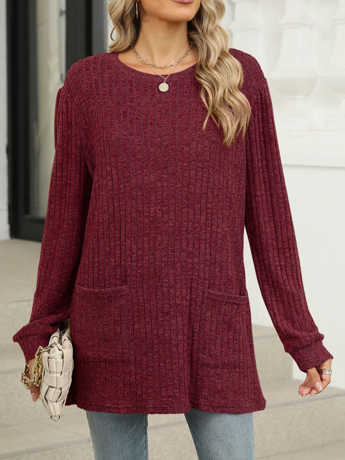 Stylish pocketed long sleeve tee