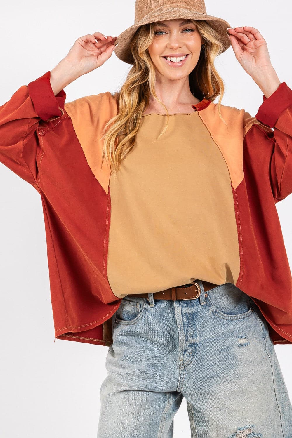 SAGE + FIG Mineral Wash Color Block Top.