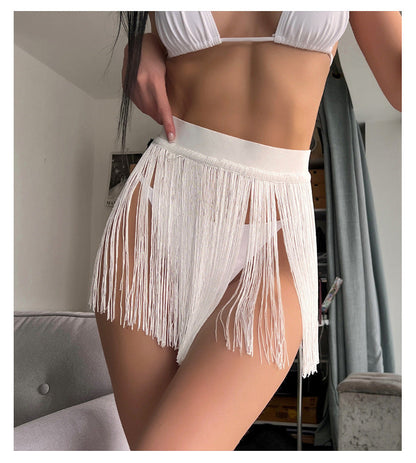 Beach Tassel Little Short Dress Bikini Beach Vacation Swimsuit Half Length Overskirt Women