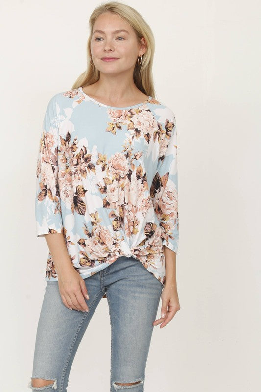 Chic Plus Size Floral Knot Tunic