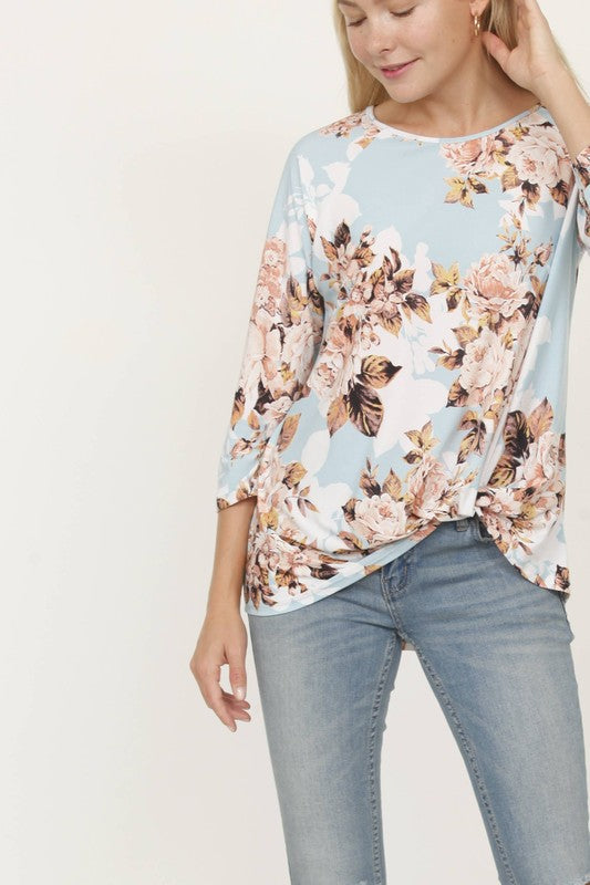 Chic Plus Size Floral Knot Tunic