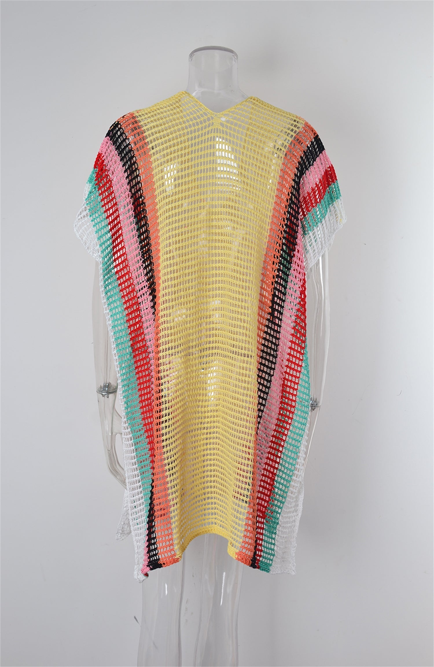 Summer Beach Cover-up Hollow Out Cutout Knitted Rainbow Holiday Bikini Cover Sun Protection Clothing Women Bella Mia