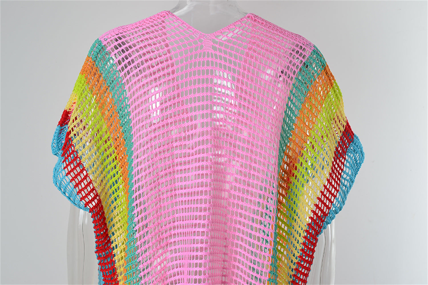 Summer Beach Cover-up Hollow Out Cutout Knitted Rainbow Holiday Bikini Cover Sun Protection Clothing Women Bella Mia