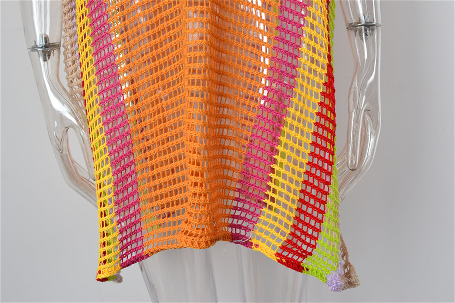 Summer Beach Cover-up Hollow Out Cutout Knitted Rainbow Holiday Bikini Cover Sun Protection Clothing Women Bella Mia