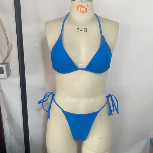 Solid Color Split Bikini Women Swimsuit Triangle Bag Solid Color Women Strap Bikini Bella Mia