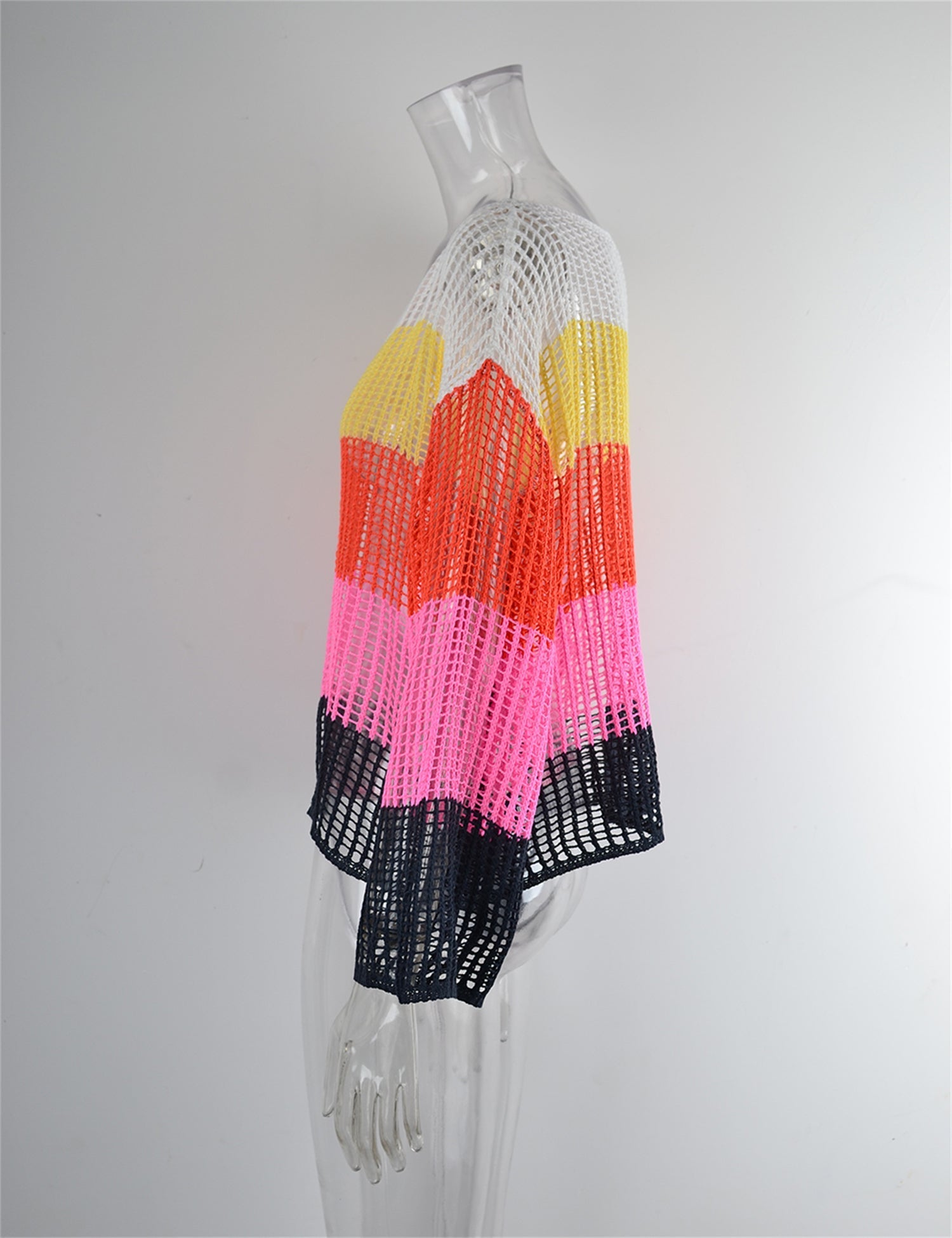 Summer Cutout Blouse Holiday Knitwear Long Sleeve Sun Protection Overshirt Rainbow Shirt Bella Mia