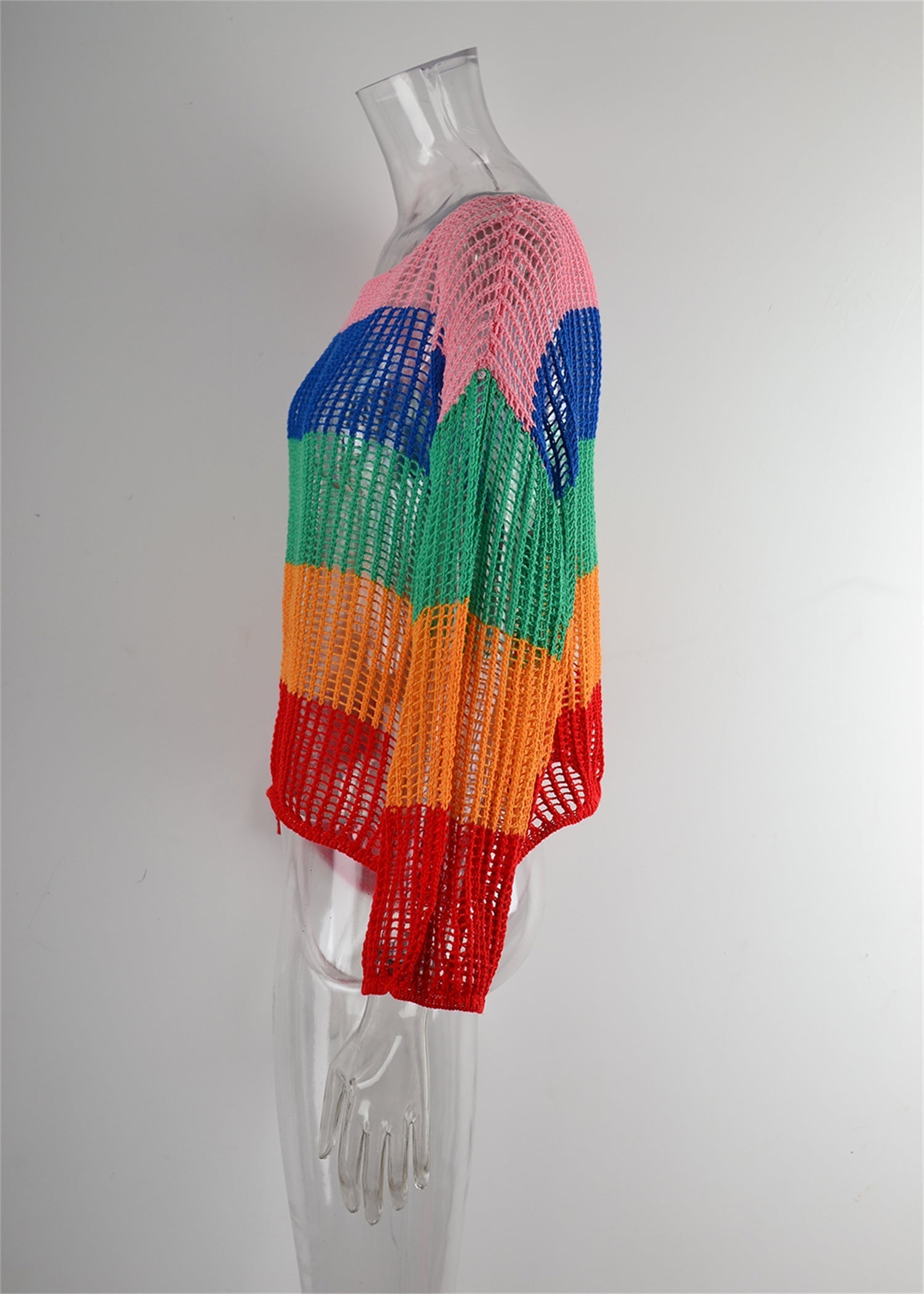 Summer Cutout Blouse Holiday Knitwear Long Sleeve Sun Protection Overshirt Rainbow Shirt Bella Mia