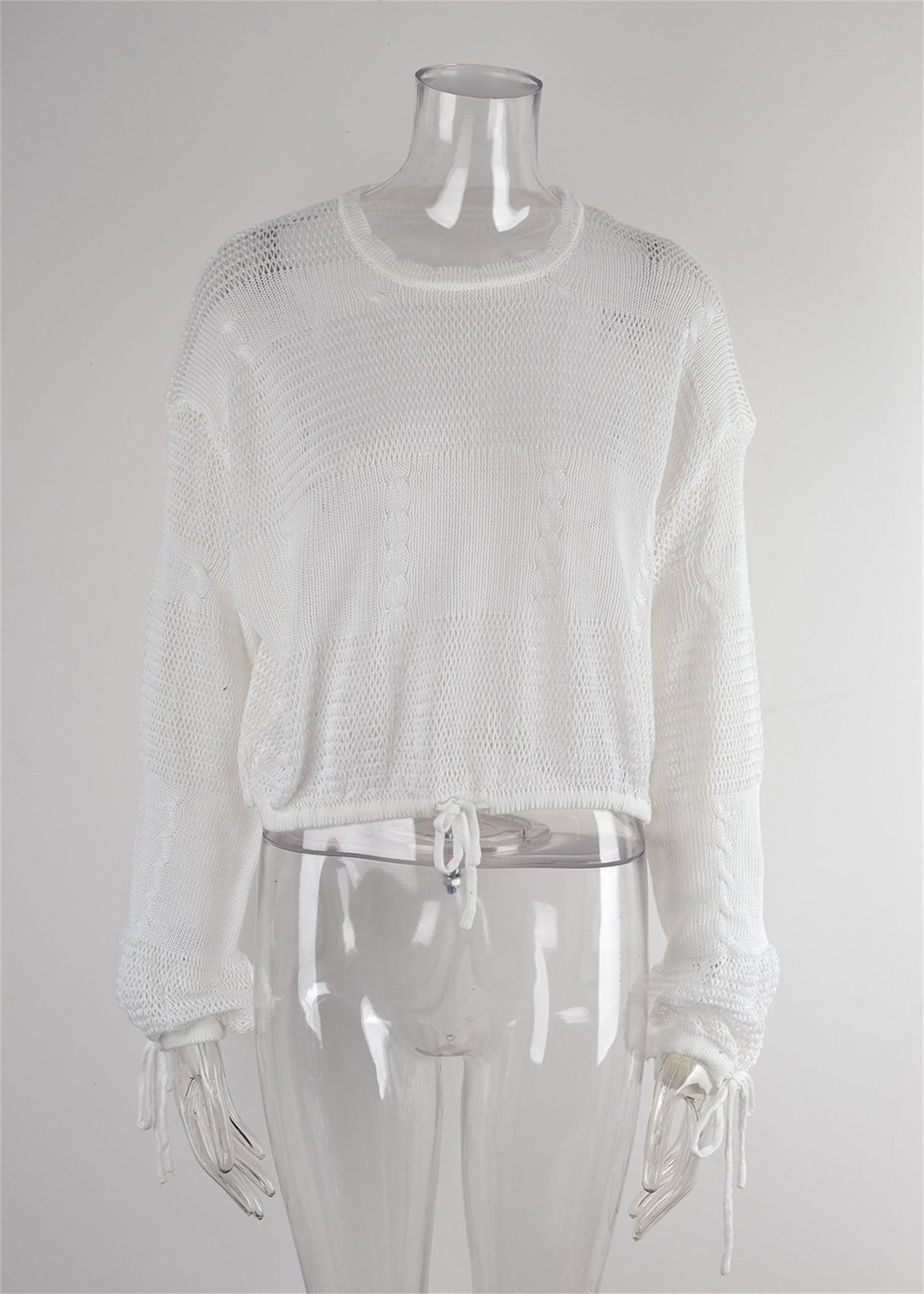 Summer Knitting Bikini Beach Sun Protection Shirt Drawstring Short Blouse Women Bella Mia