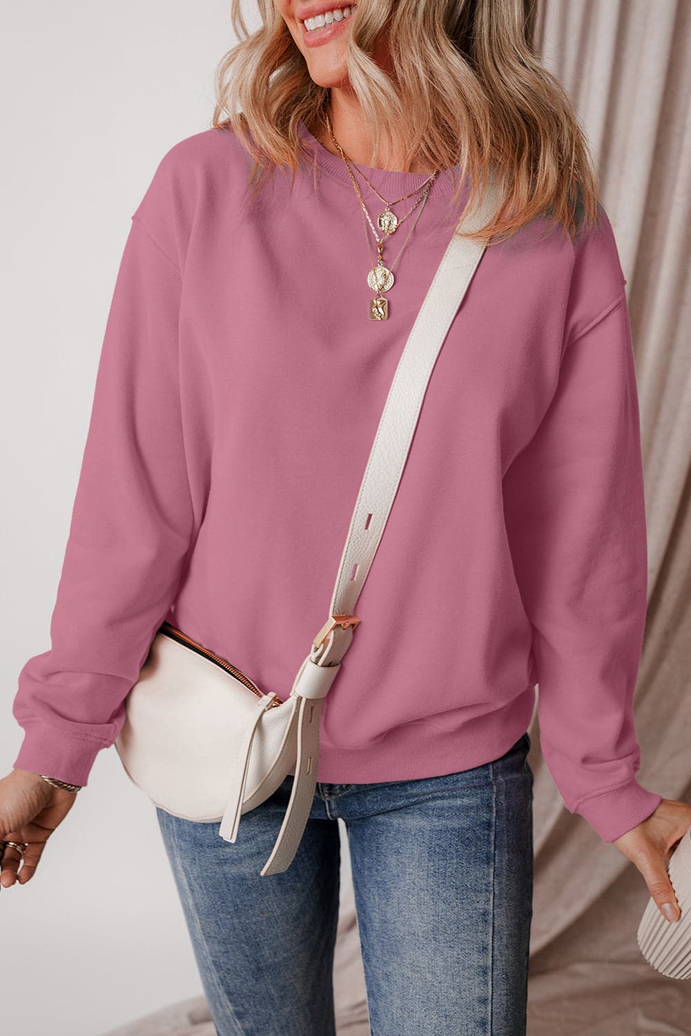 Round Neck Long Sleeve SweatshirtFeatures: Basic style
Sheer: Opaque
Stretch: Slightly stretchy
Material composition: 50% polyester, 50% cotton
Care instructions: Machine wash cold. Tumble dry low.
Love Salve Round Neck Long Sleeve SweatshirtSweatshirts & Hoodies