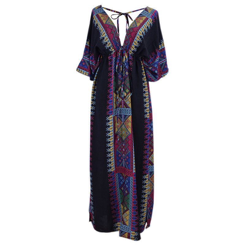 Rayon Deep V Plunge neck Loose Sun Protection Clothing Women Vacation Clothes Beach Cover Up Beach Jacket Bella Mia