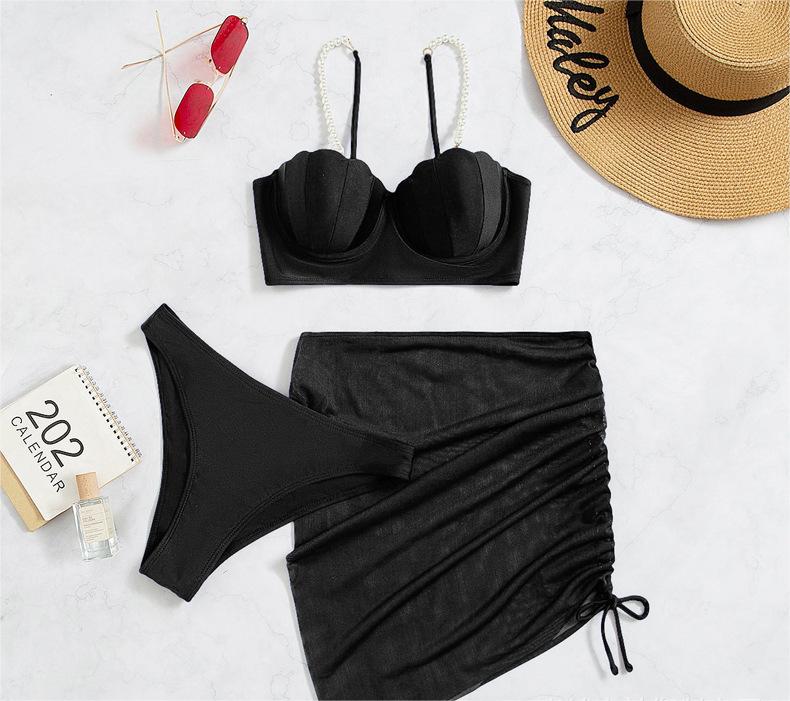 Swimsuit Women Three Piece Set Solid Color Summer Sun Protection Bikini Bella Mia