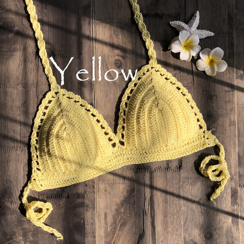 Hand Crocheting Knitting Bikini Wrapped Chest Lady Sexy All-Match Spring Split Swimsuit Bella Mia