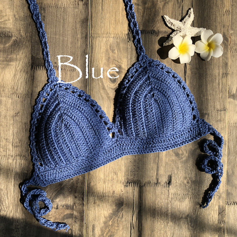 Hand Crocheting Knitting Bikini Wrapped Chest Lady Sexy All-Match Spring Split Swimsuit Bella Mia