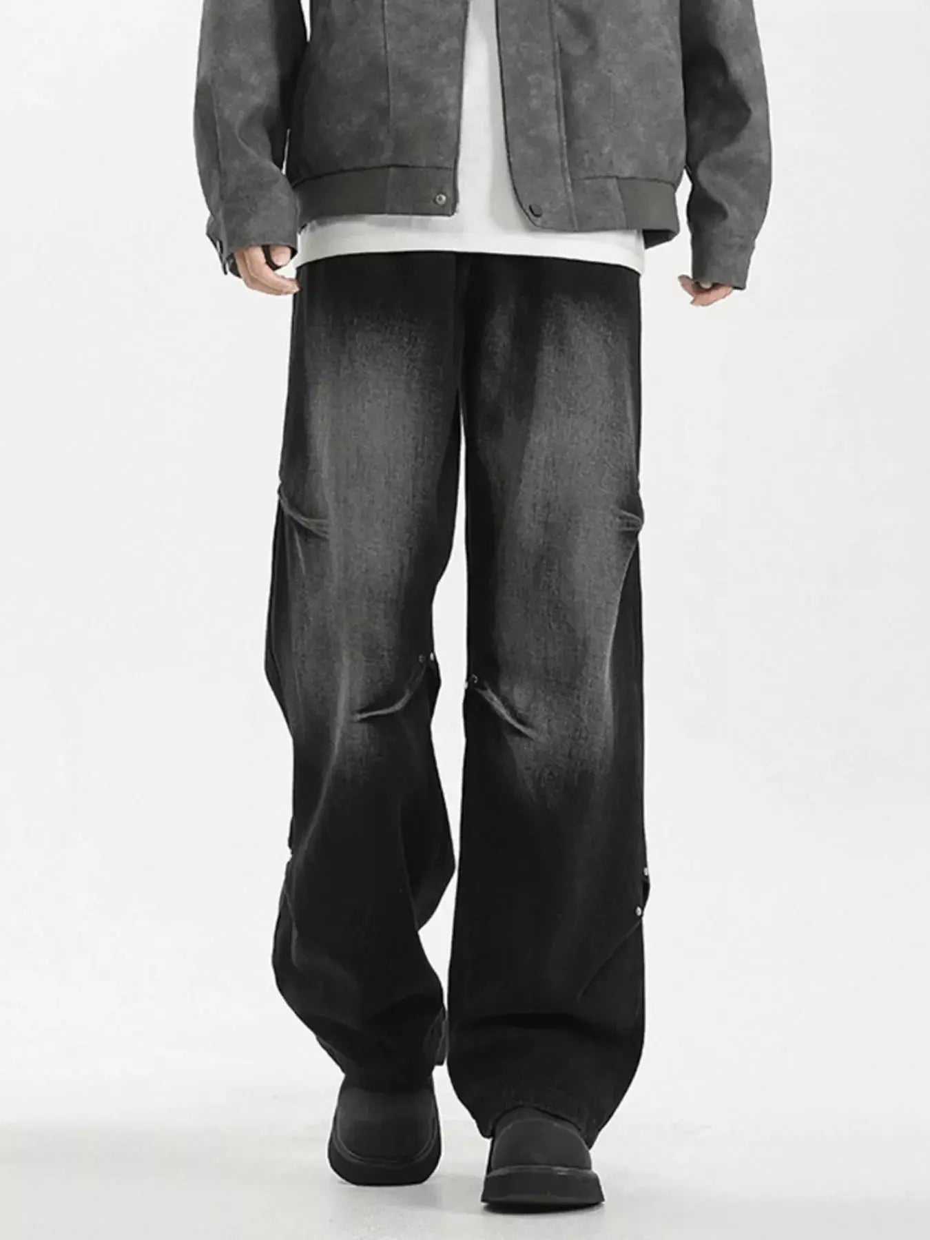 Men's Plus Size Wide Leg Jeans Washed Denim Casual Wear Simply Love