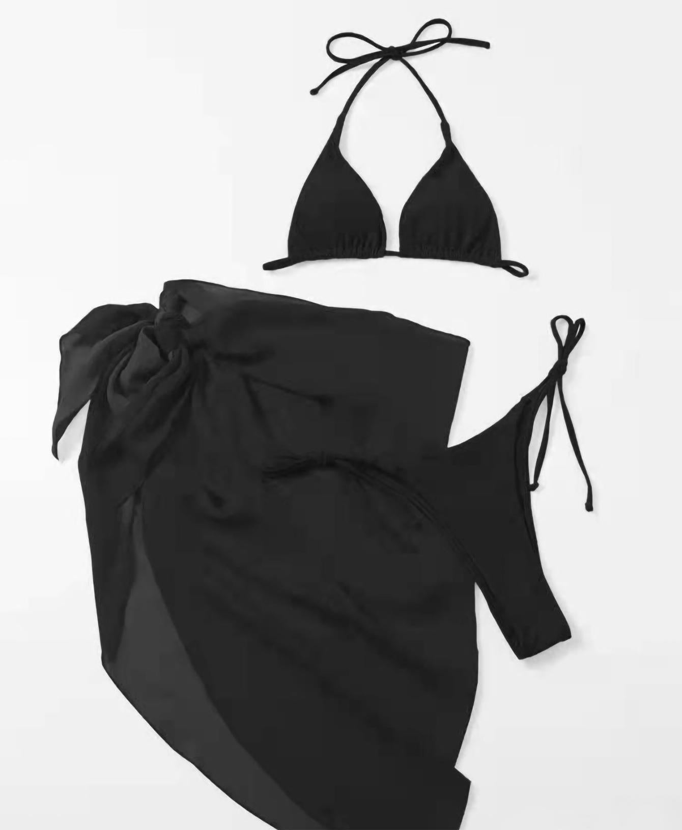 Bikini Sexy Solid Color Swimwear Split Spring Bikini Three Piece Swimsuit Bella Mia