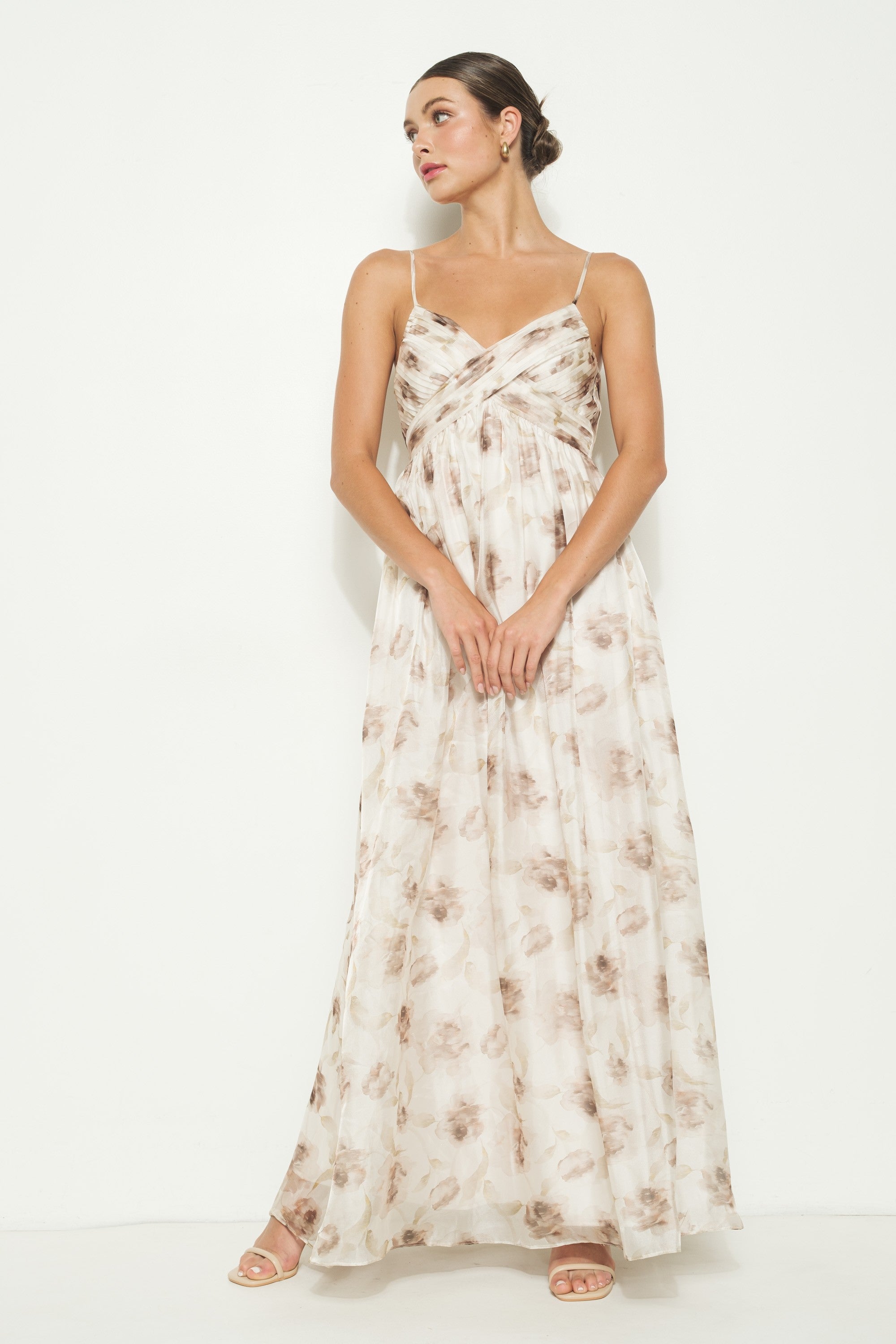 Taupe Multi Floral Print Sleeveless Maxi Dress PinkBlush