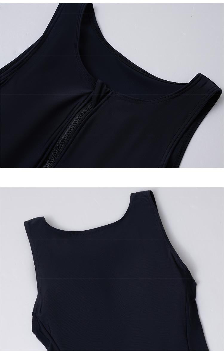 Ladies Surfing Suit Solid Color Sleeveless Triangle One Piece Swimsuit Conservative Swimwear Bella Mia