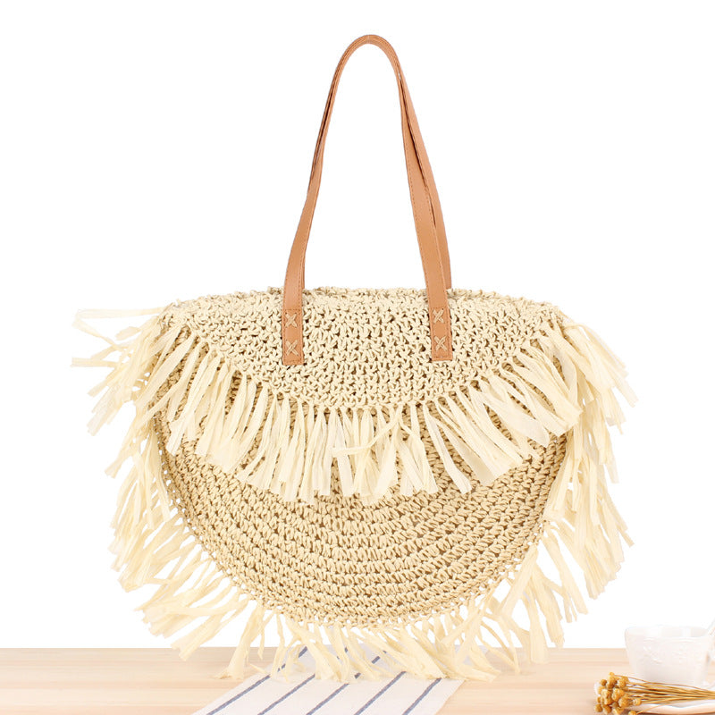 Semicircle Tassel Shoulder Straw Bag Panicle Paper Woven Bag Beach Bag Women Bag Bella Mia