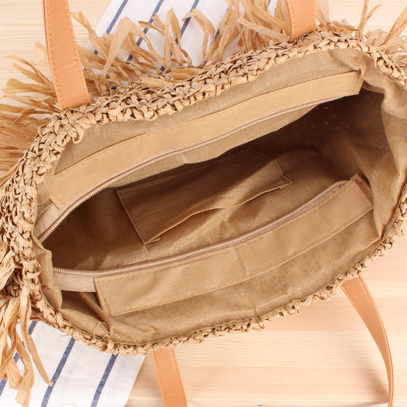 Semicircle Tassel Shoulder Straw Bag Panicle Paper Woven Bag Beach Bag Women Bag Bella Mia