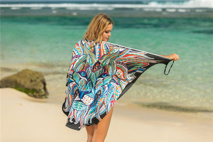 Animal Print Shawl Skirt Anti DDoS Skirt Swimsuit Outer Lining Cross Wear Irregular Asymmetric Suspender Skirt