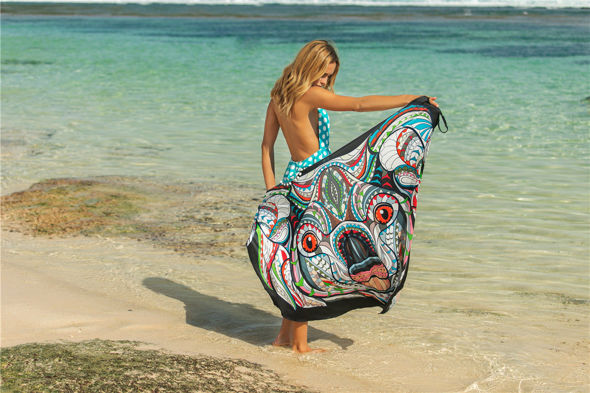 Animal Print Shawl Skirt Anti DDoS Skirt Swimsuit Outer Lining Cross Wear Irregular Asymmetric Suspender Skirt Bella Mia