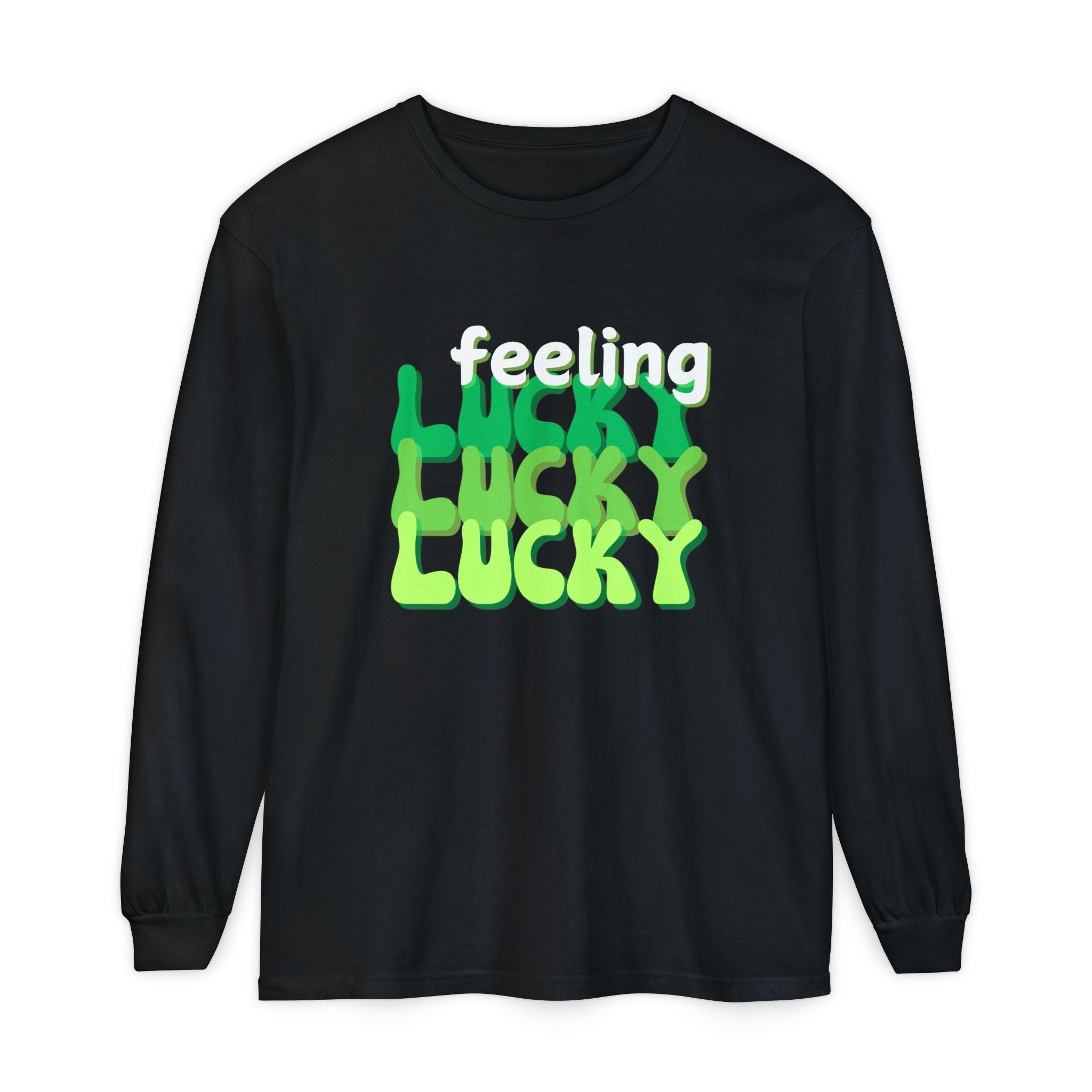 Feeling Lucky Comfort Colors 6014 Sweatshirt St Patrick Day Vibes Cozy Oversized Long Sleeve Coco’s Tee Boutique