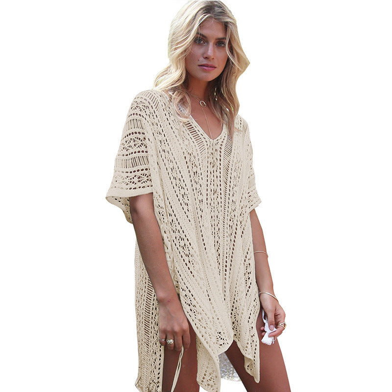 Bikini Hollow Out Cutout Beach Vacation Blouse Knitted Sunscreen Swimsuit for Women Crochet Crochet hook Bella Mia