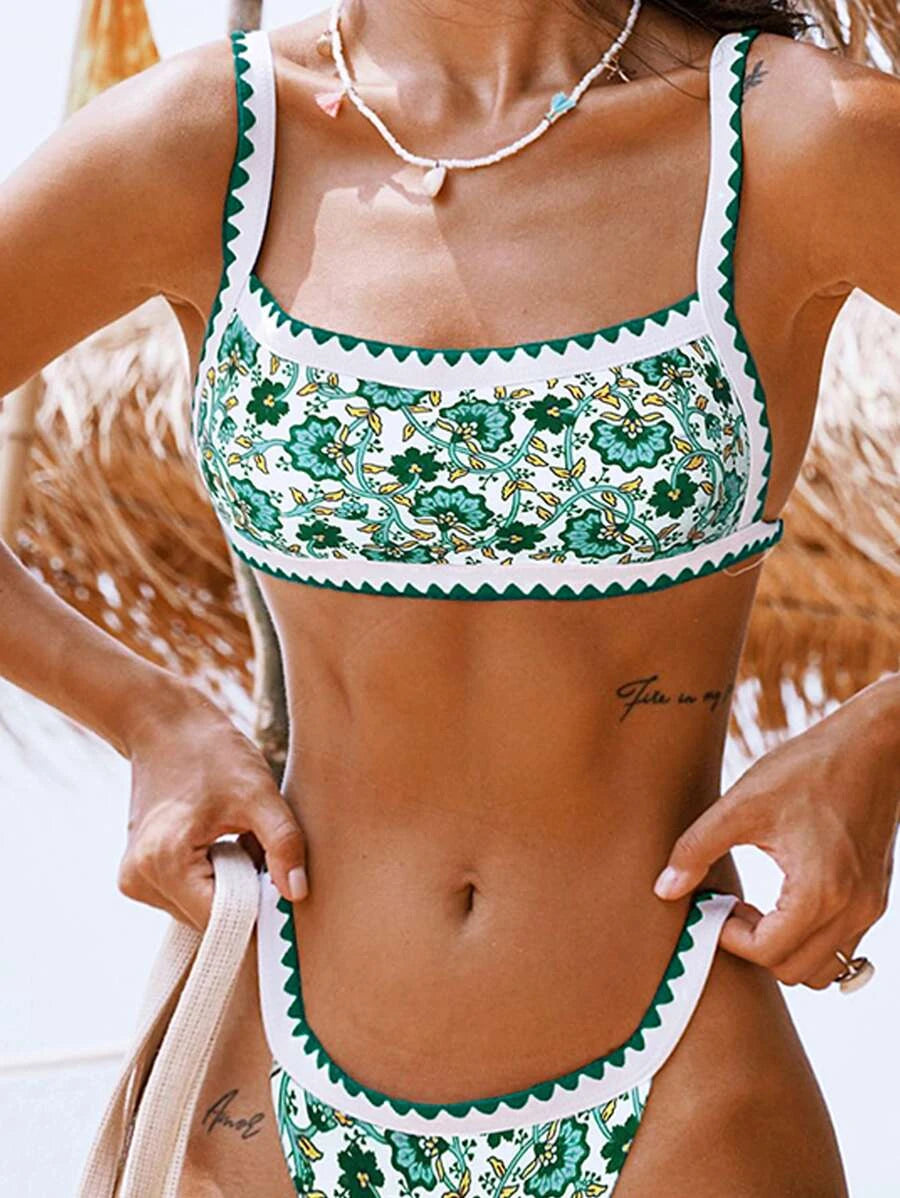 Bikinx Floral Print Whip Stitch Bikini Top Bella Mia