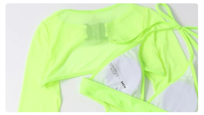 Solid Color Sexy Halter Multi Color Long Sleeve Blouse Sexy Swimsuit Bella Mia