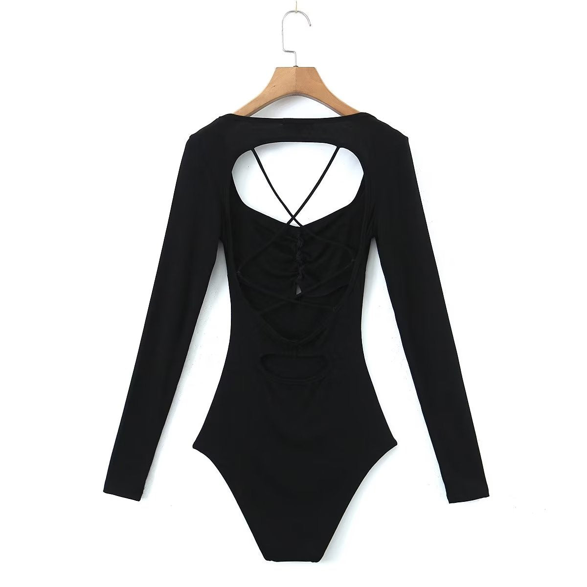 Spring Sexy Sexy Slim Fit Slimming Hollow Out Cutout Backless Tied Long Sleeves Knitted Jumpsuit Crisscross Bella Mia