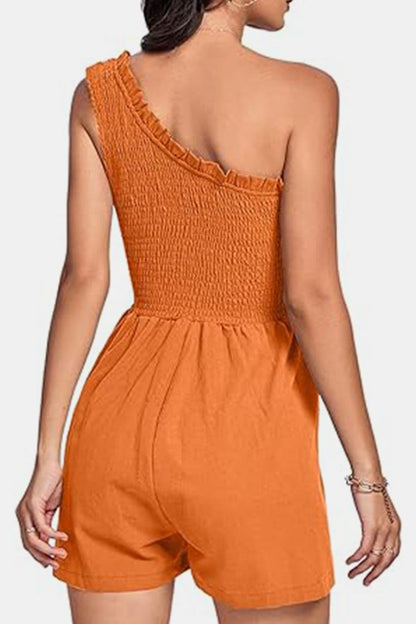 Smocked Single Shoulder Romper.