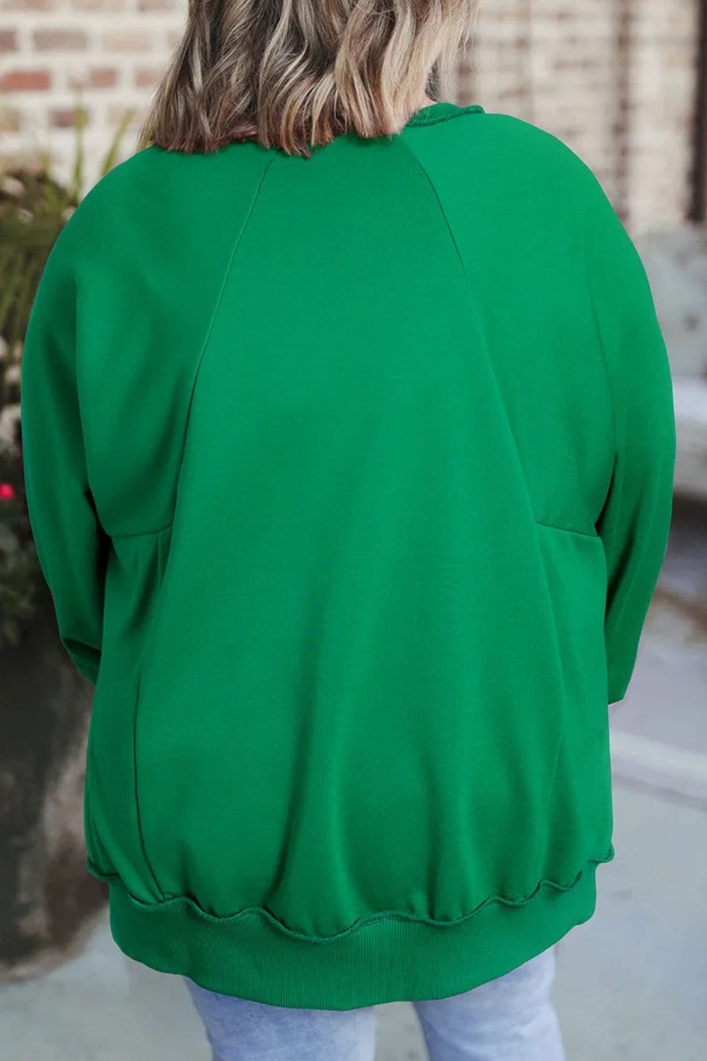 Plus size long sleeve cutout sweatshirt