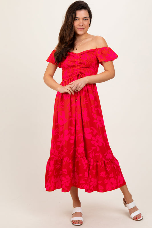 Red Multi Smocked Top Maxi Dress PinkBlush