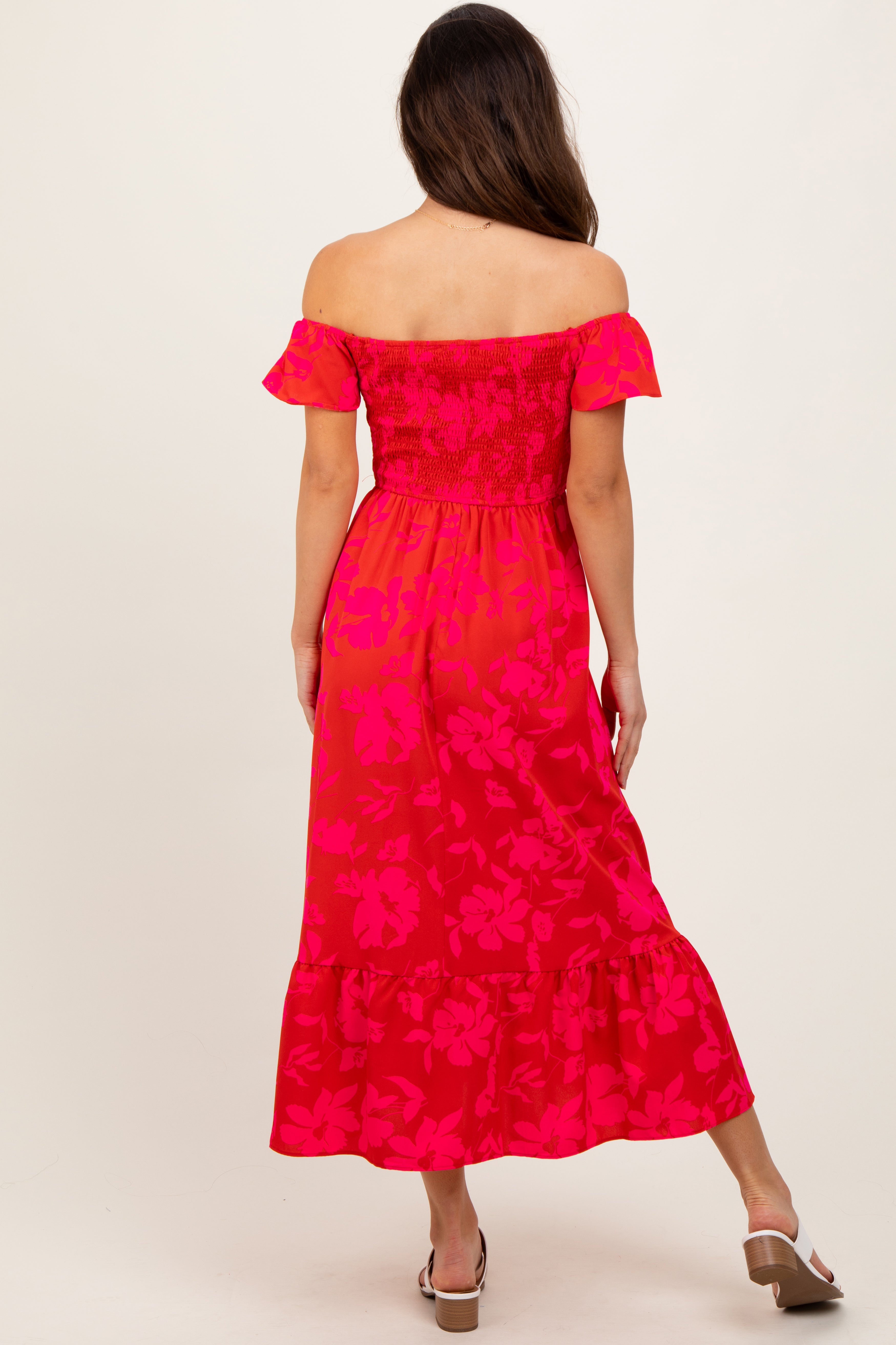 Red Multi Smocked Top Maxi Dress PinkBlush