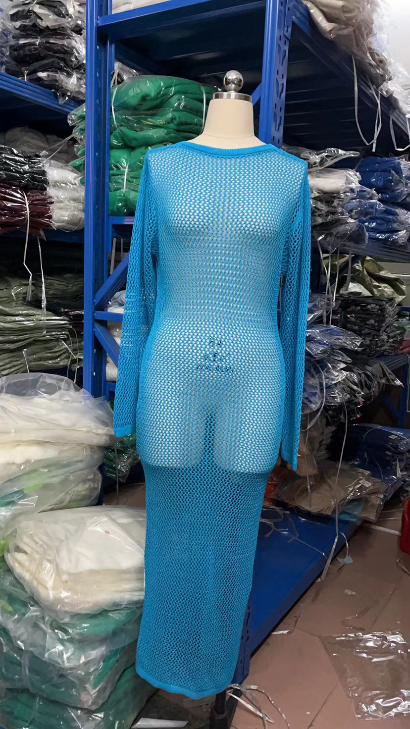 Knitted Hollow Out Cutout out See through Backless Dress Sexy Two Way Seaside Vacation Sun Protection Dress for Women Bella Mia