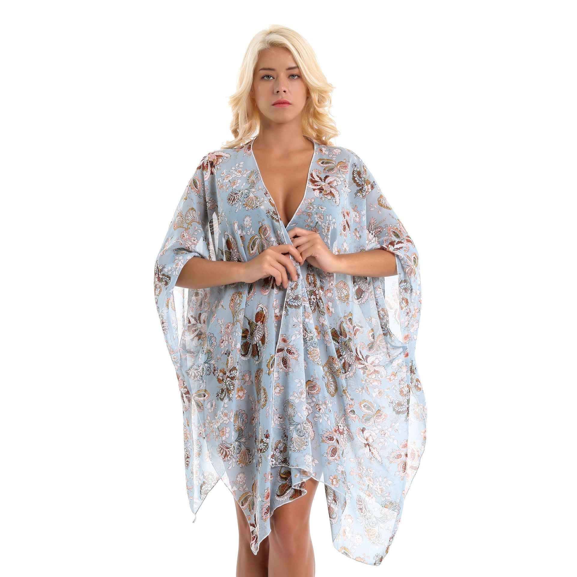 Retro Ethnic Print Elegant Socialite Beach Sun Protection Blouse Swimwear Cover up Bella Mia