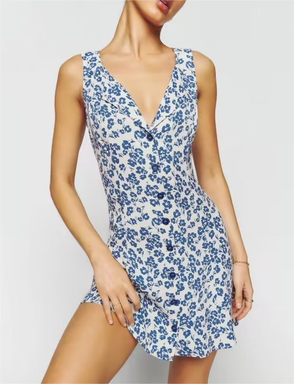 Slim V neck Sleeveless Fitted Waist Vest Short Dress Bella Mia