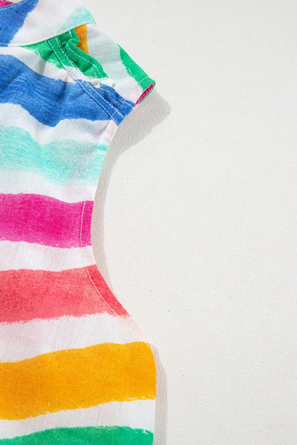 Simply Love: Rainbow Stripe Tank, Ruffled Hem