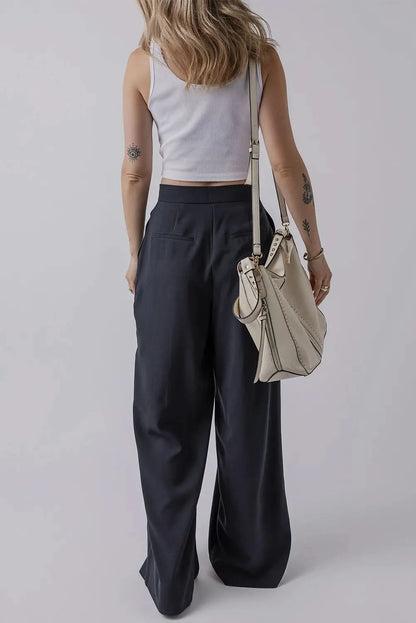 Chic Wide Leg Trousers with Convenient Pockets