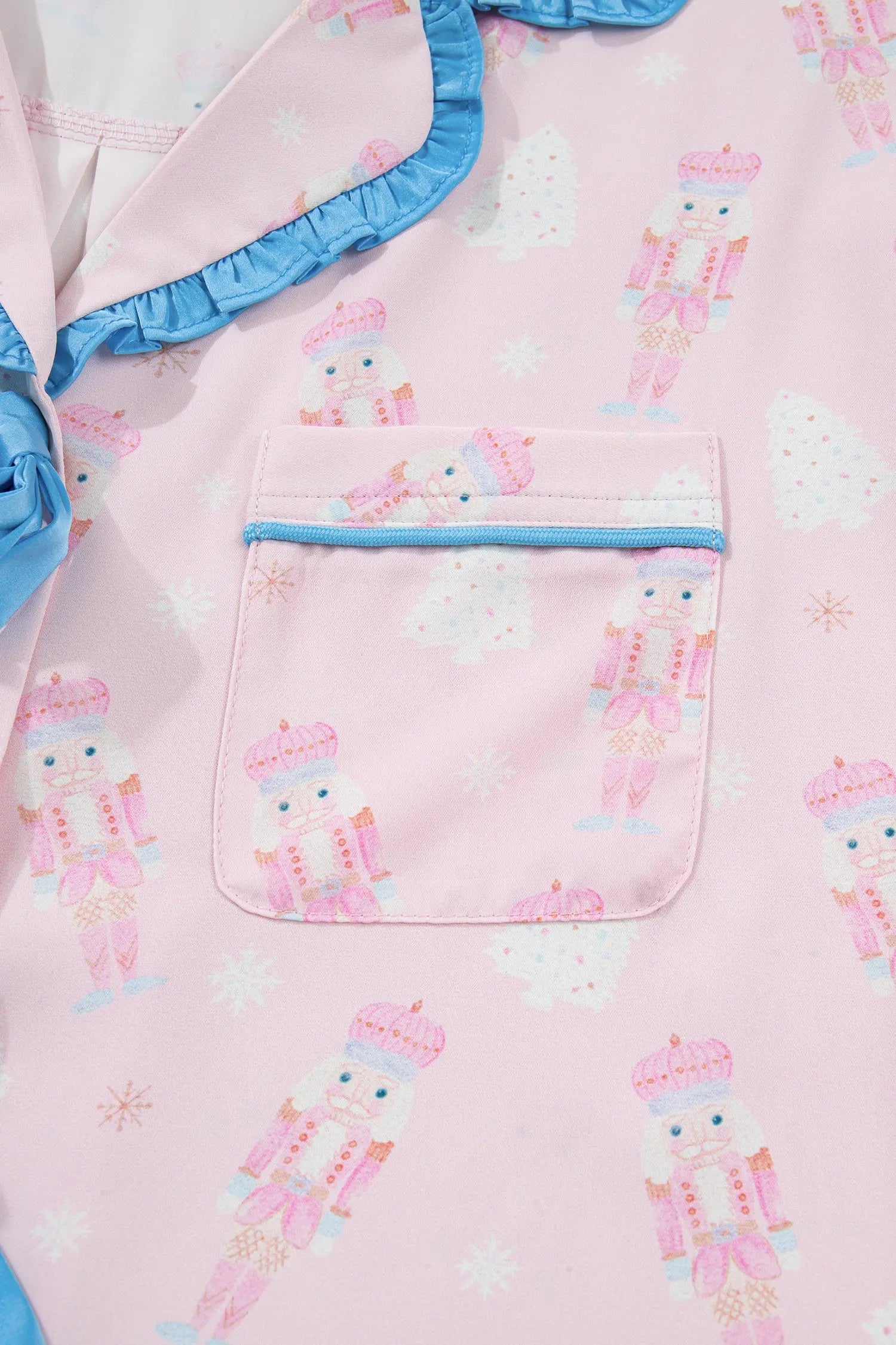 Pink Bow Tie Front Christmas Nutcracker Pajama Set With Long Sleeve Top Dear-Lover Dropshipping