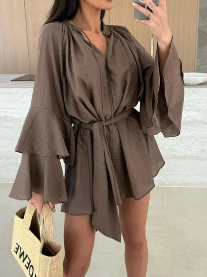 Flirt & Flow Bell Sleeve Mini Dress