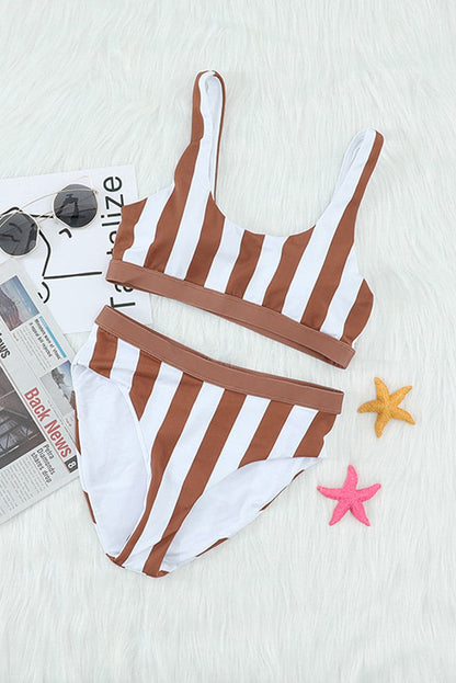 Striped Tank High Waist Bikini.