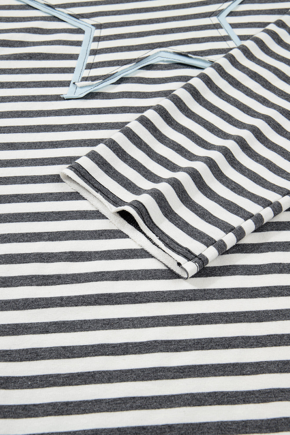 Gray Stripe Star Contrast Stitched Plus Size Long Sleeve Top Dear-Lover Dropshipping