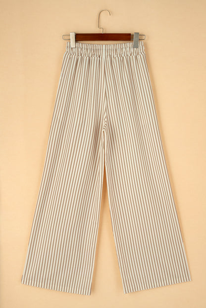 Khaki wide-leg drawstring trousers