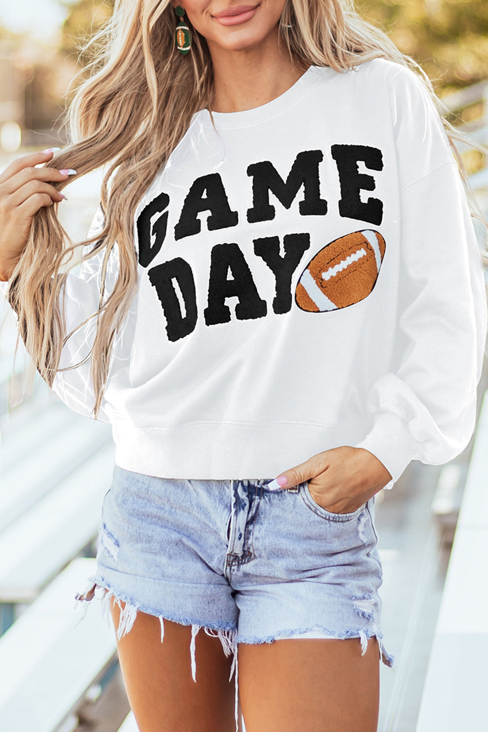 White varsity pullover sweatshirt