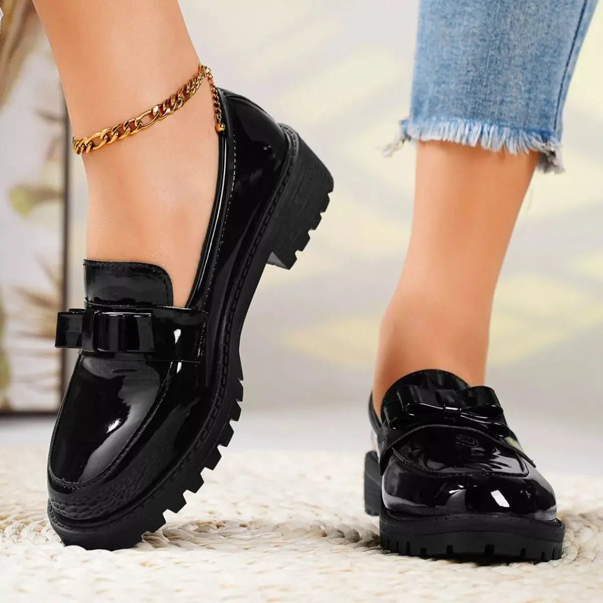 Round Toe Bow Loafers Simply Love