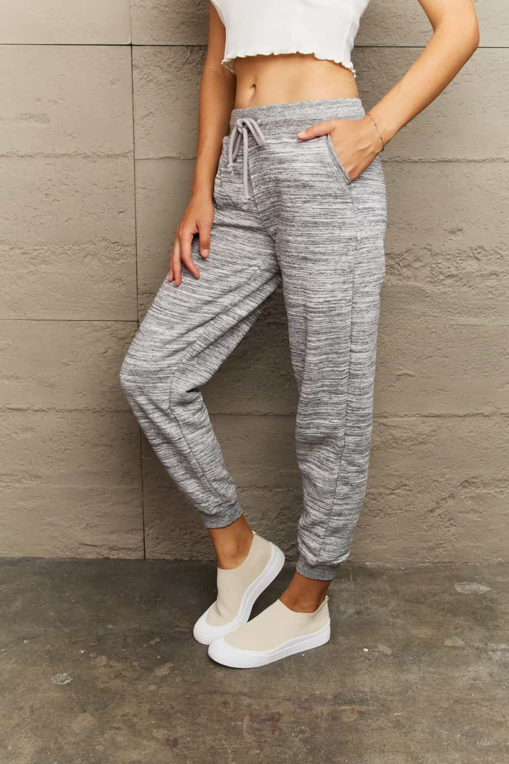 Ninexis Full Size Tie Waist Long Sweatpants.