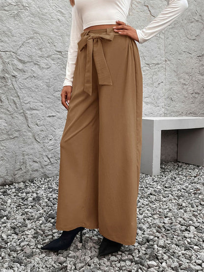 Tied High Waist Wide Leg Pants.