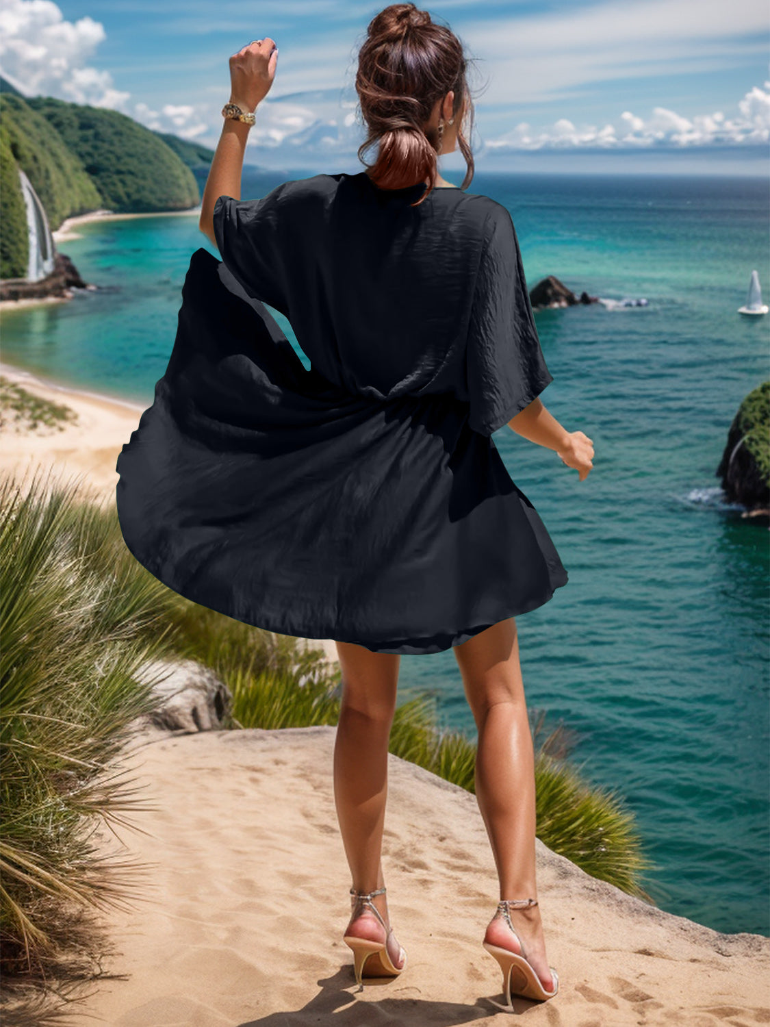 Surplice Half Sleeve Mini Dress Coco’s Tee Boutique