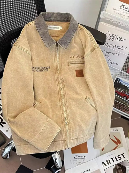 Men's Zip Up Washed Denim Jacket Simply Love